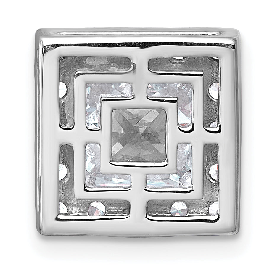 14k White Gold 3 1/4 carat Certified Lab Grown Diamond VS+ F+ Princess Complete Halo Chain Slide Pendant