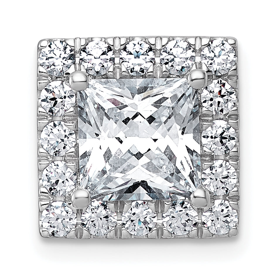 14k White Gold 3 1/4 carat Certified Lab Grown Diamond VS+ F+ Princess Complete Halo Chain Slide Pendant