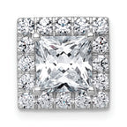 14k White Gold 3 1/4 carat Certified Lab Grown Diamond VS+ F+ Princess Complete Halo Chain Slide Pendant