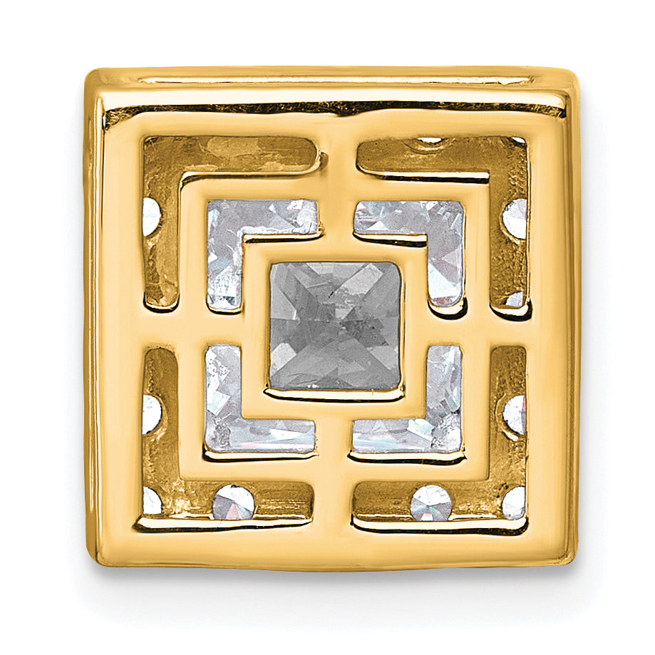 14k 3 1/4 carat Lab Grown Diamond VS+ F+ Princess Complete Halo Chain Slide Pendant