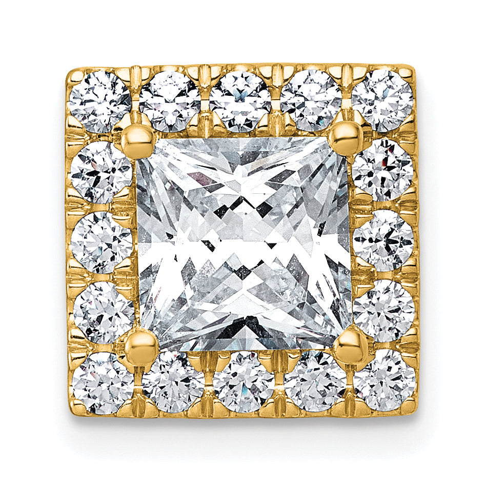 14k 3 1/4 carat Certified Lab Grown Diamond VS+ F+ Princess Complete Halo Chain Slide Pendant