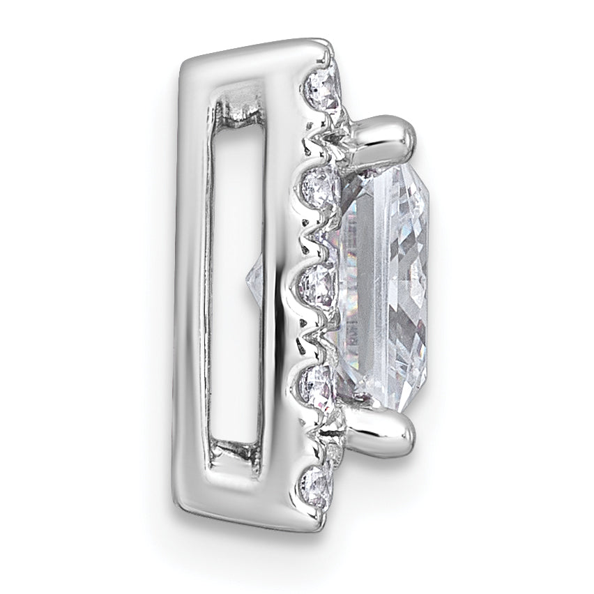 14k White Gold 3 3/4 carat Certified Lab Grown Diamond VS+ F+ Princess Complete Halo Chain Slide Pendant