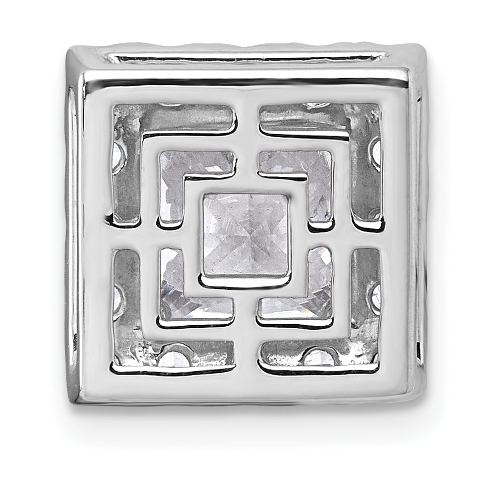 14k White Gold 3 3/4 carat Lab Grown Diamond VS+ F+ Princess Complete Halo Chain Slide Pendant