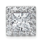 14k White Gold 3 3/4 carat Certified Lab Grown Diamond VS+ F+ Princess Complete Halo Chain Slide Pendant