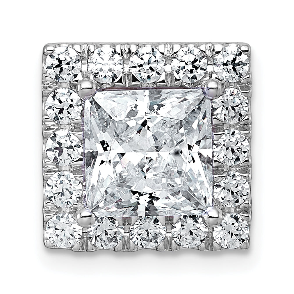 14k White Gold 3 3/4 carat Certified Lab Grown Diamond VS+ F+ Princess Complete Halo Chain Slide Pendant