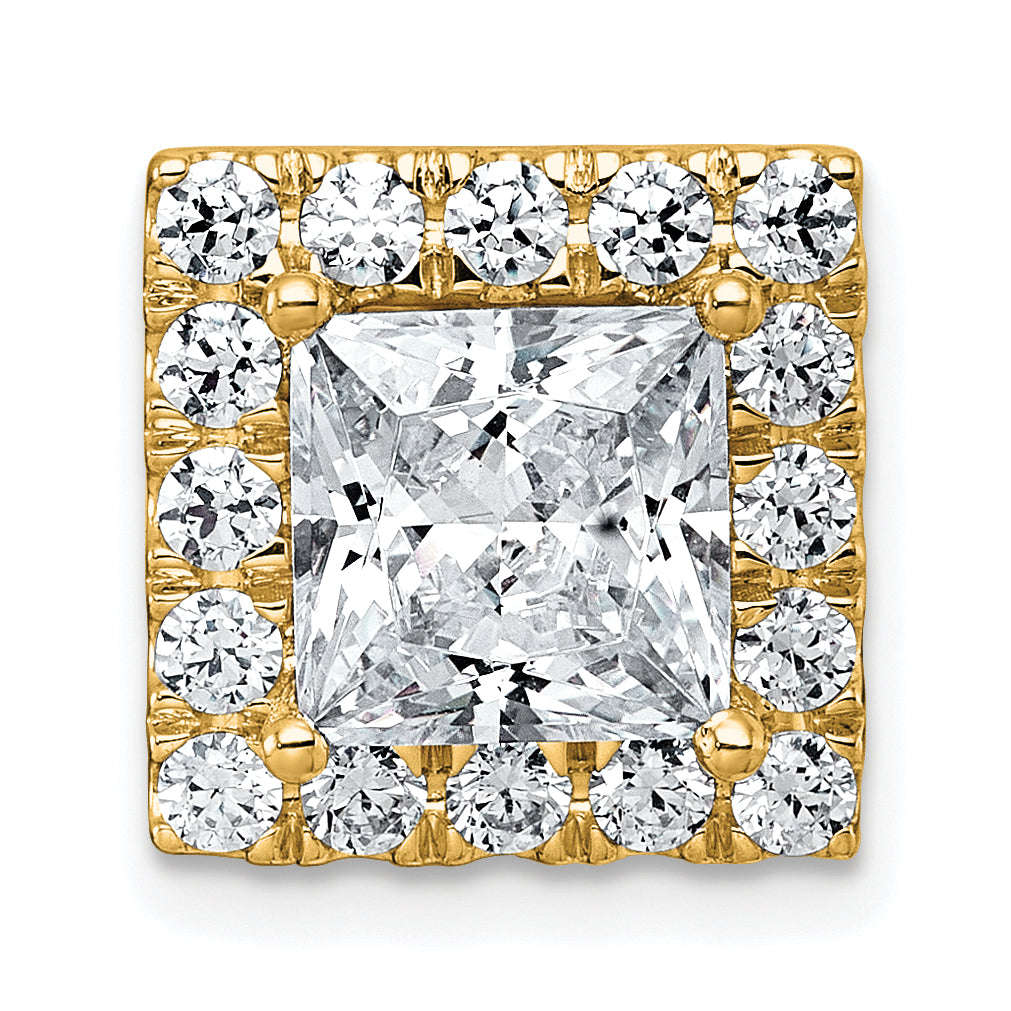 14k 3 3/4 carat Certified Lab Grown Diamond VS+ F+ Princess Complete Halo Chain Slide Pendant Main image
