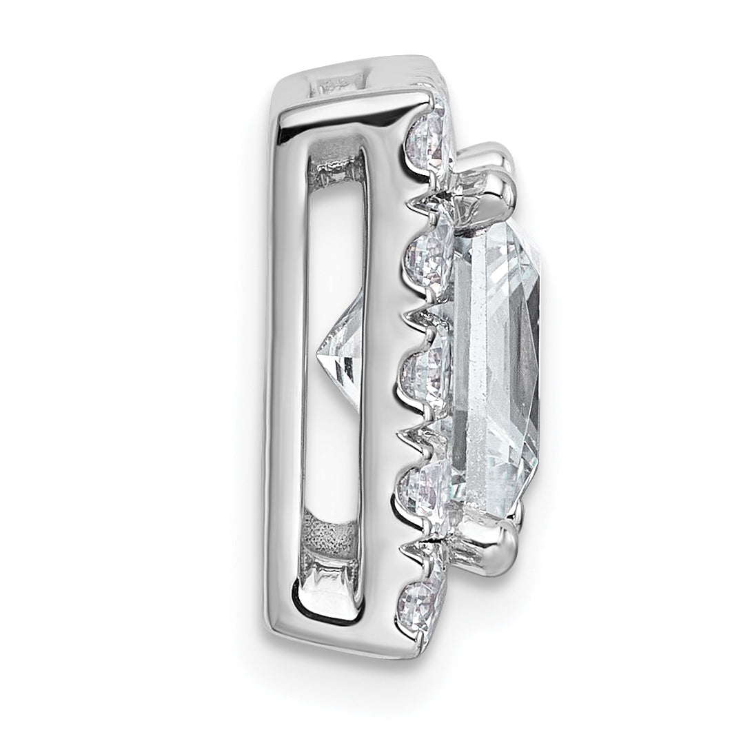 14k White Gold 5 1/8 carat Lab Grown Diamond VS+ F+ Princess Complete Halo Chain Slide Pendant Secondary image