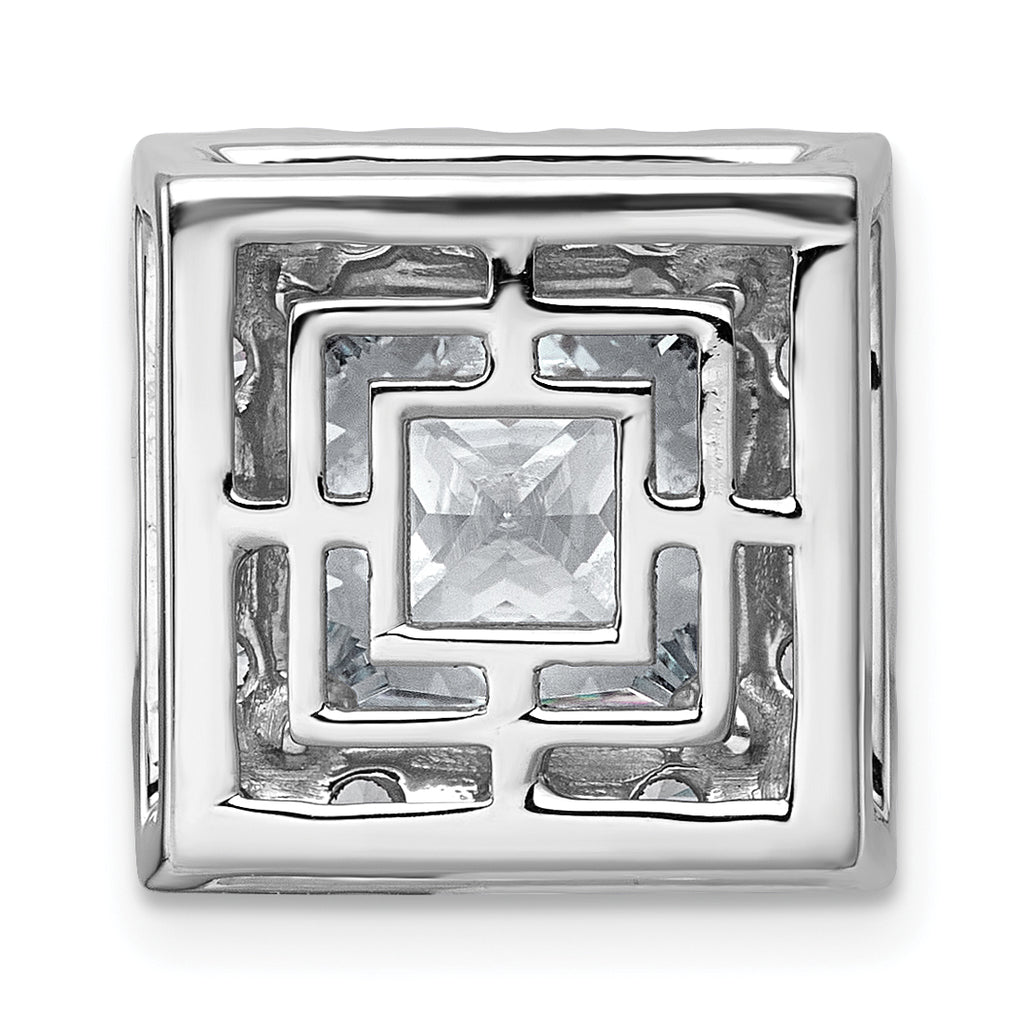 14k White Gold 5 1/8 carat Lab Grown Diamond VS+ F+ Princess Complete Halo Chain Slide Pendant