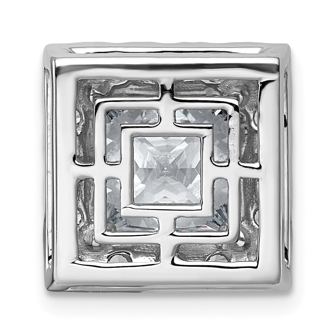 14k White Gold 5 1/8 carat Lab Grown Diamond VS+ F+ Princess Complete Halo Chain Slide Pendant