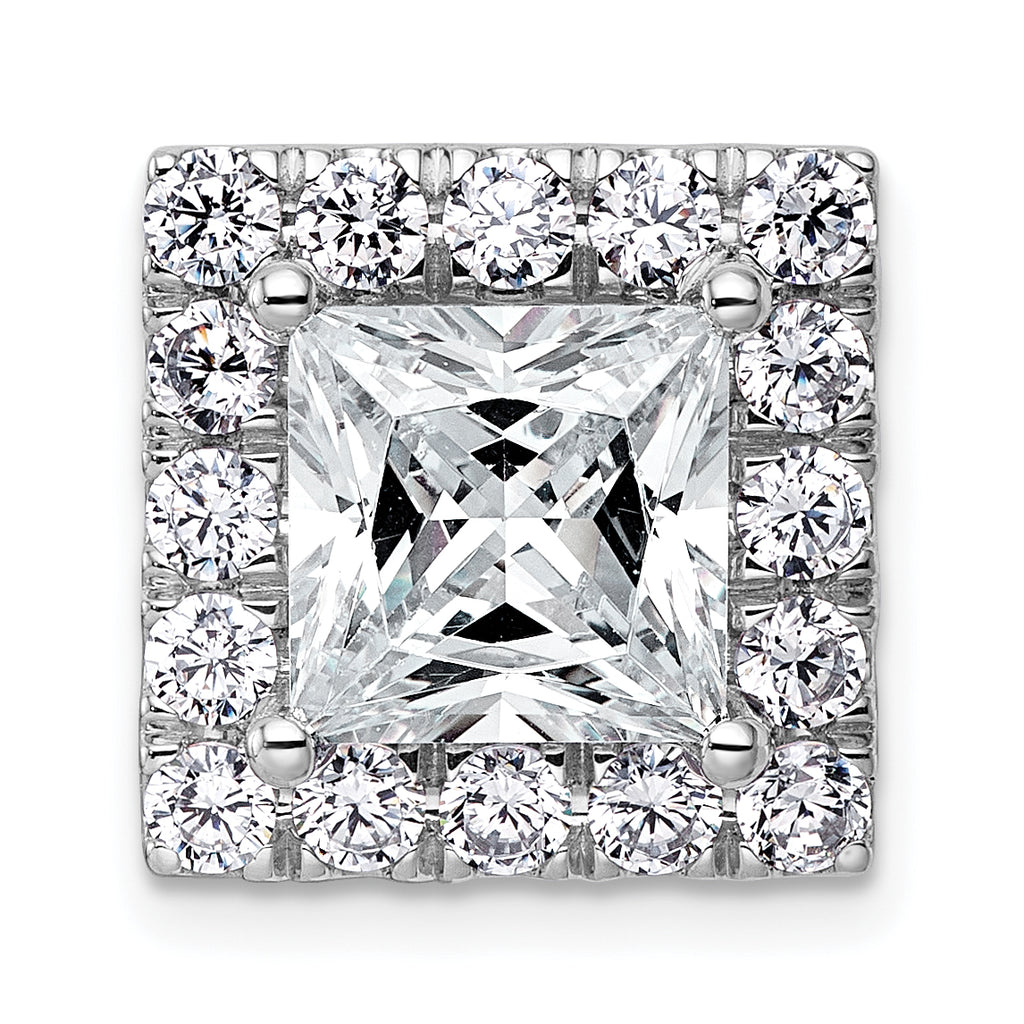 14k White Gold 5 1/8 carat Certified Lab Grown Diamond VS+ F+ Princess Complete Halo Chain Slide Pendant