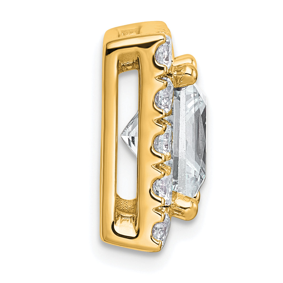 14k 5 1/8 carat Lab Grown Diamond VS+ F+ Princess Complete Halo Chain Slide Pendant