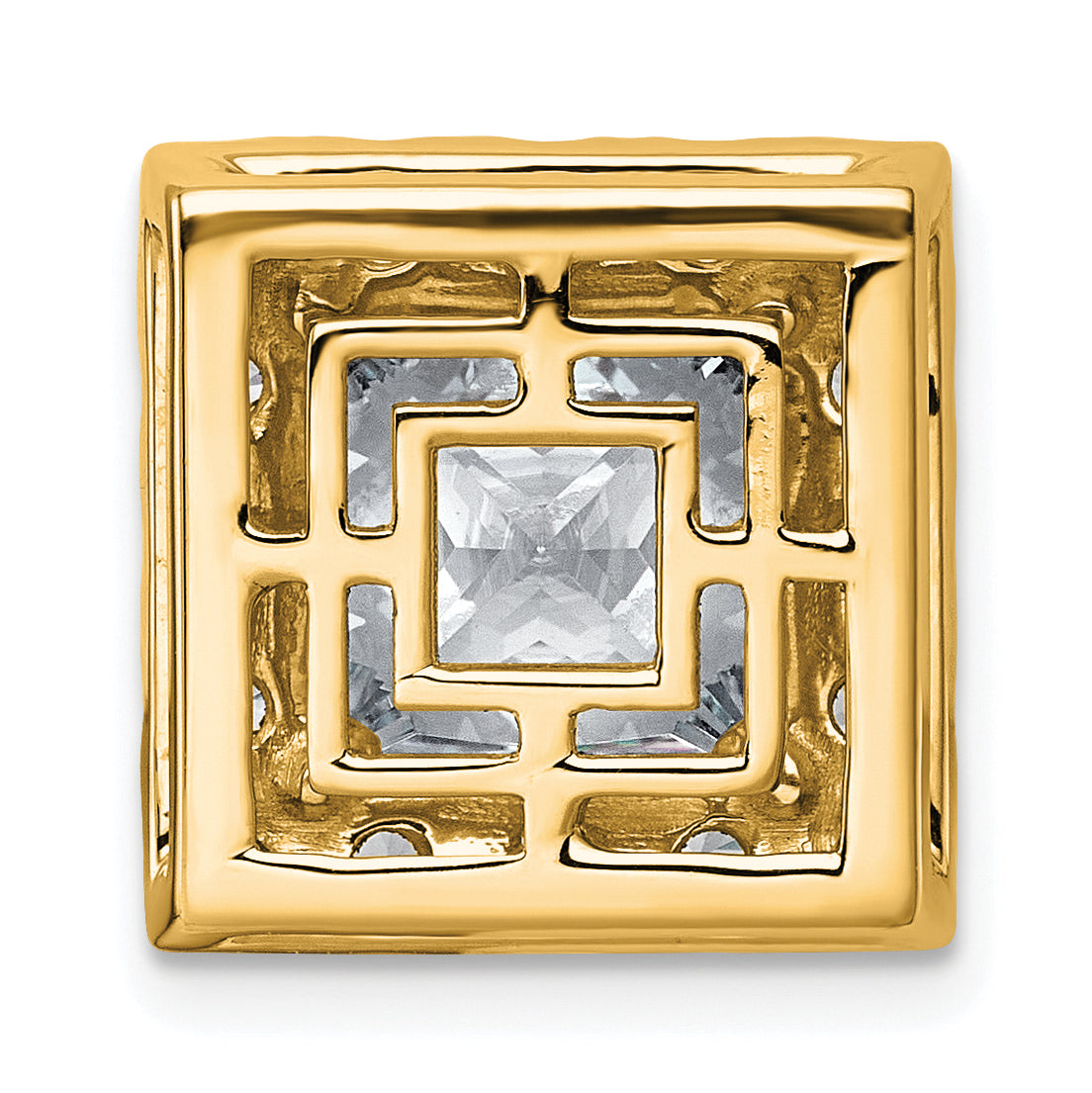 14k 5 1/8 carat Certified Lab Grown Diamond VS+ F+ Princess Complete Halo Chain Slide Pendant