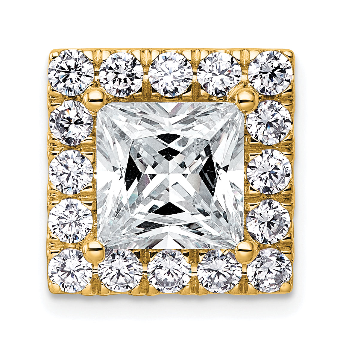 14k 5 1/8 carat Lab Grown Diamond VS+ F+ Princess Complete Halo Chain Slide Pendant Main image