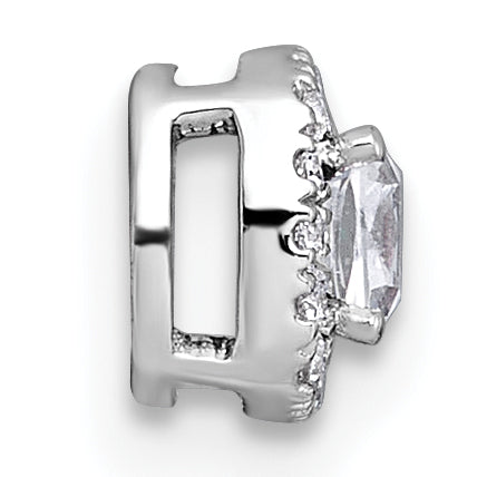 14k White Gold 1/3 carat Lab Grown Diamond VS+ F+ Cushion Complete Halo Chain Slide Pendant Secondary image