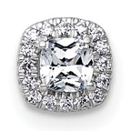 14k White Gold 1/3 carat Lab Grown Diamond VS+ F+ Cushion Complete Halo Chain Slide Pendant