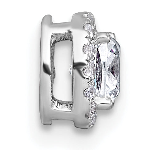14k White Gold 1/2 carat Lab Grown Diamond VS+ F+ Cushion Complete Halo Chain Slide Pendant
