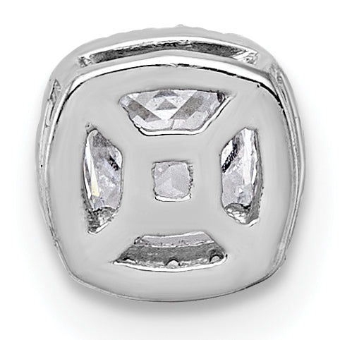 14k White Gold 1/2 carat Lab Grown Diamond VS+ F+ Cushion Complete Halo Chain Slide Pendant