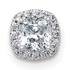 14k White Gold 1/2 carat Lab Grown Diamond VS+ F+ Cushion Complete Halo Chain Slide Pendant