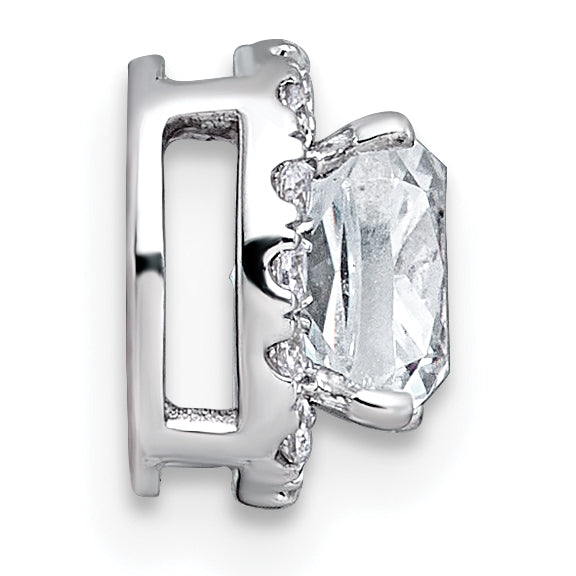 14k White Gold 1 1/6 carat Lab Grown Diamond VS+ F+ Cushion Complete Halo Chain Slide Pendant Secondary image