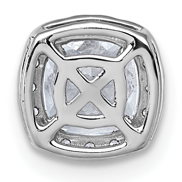 14k White Gold 1 1/6 carat Lab Grown Diamond VS+ F+ Cushion Complete Halo Chain Slide Pendant
