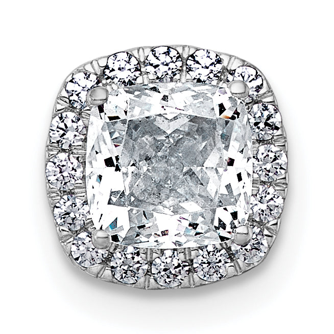 14k White Gold 1 1/6 carat Lab Grown Diamond VS+ F+ Cushion Complete Halo Chain Slide Pendant Main image