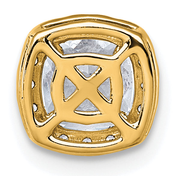 14k 1 1/6 carat Certified Lab Grown Diamond VS+ F+ Cushion Complete Halo Chain Slide Pendant