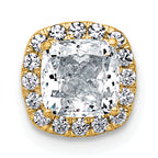 14k 1 1/6 carat Lab Grown Diamond VS+ F+ Cushion Complete Halo Chain Slide Pendant
