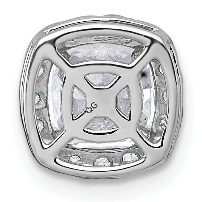 14k White Gold 1 3/4 carat Lab Grown Diamond VS+ F+ Cushion Complete Halo Chain Slide Pendant