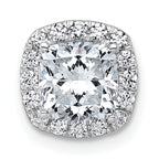 14k White Gold 1 3/4 carat Certified Lab Grown Diamond VS+ F+ Cushion Complete Halo Chain Slide Pendant