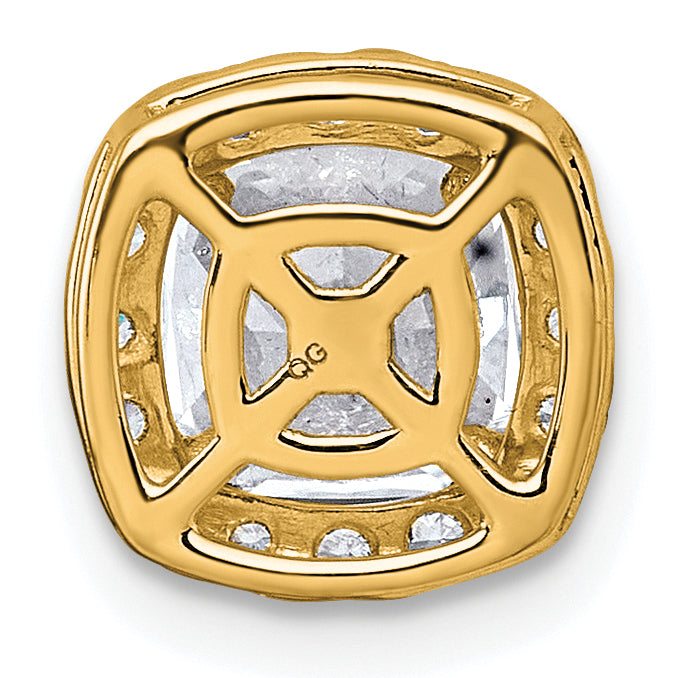 14k 1 3/4 carat Certified Lab Grown Diamond VS+ F+ Cushion Complete Halo Chain Slide Pendant