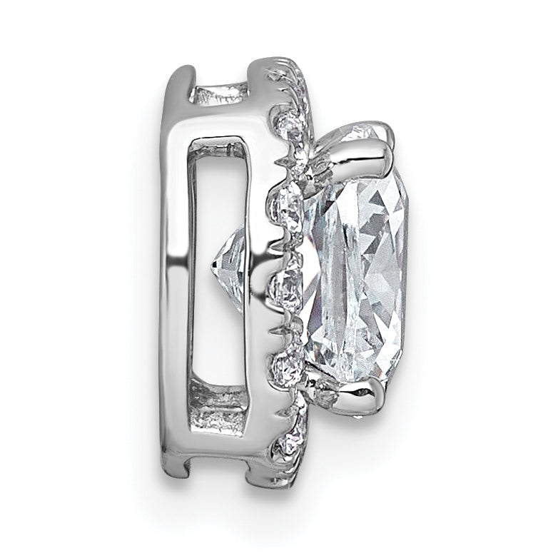 14k White Gold 2 1/3 carat Lab Grown Diamond VS+ F+ Cushion Complete Halo Chain Slide Pendant Secondary image