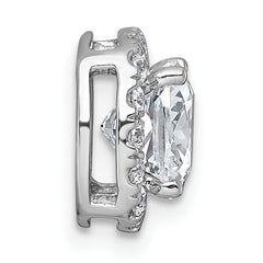 14k White Gold 2 1/3 carat Lab Grown Diamond VS+ F+ Cushion Complete Halo Chain Slide Pendant