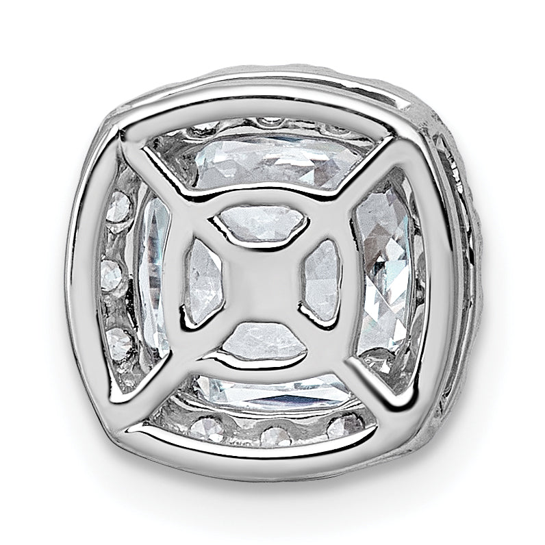 14k White Gold 2 1/3 carat Certified Lab Grown Diamond VS+ F+ Cushion Complete Halo Chain Slide Pendant