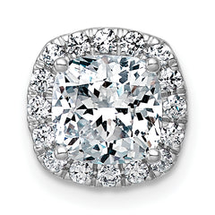 14k White Gold 2 1/3 carat Lab Grown Diamond VS+ F+ Cushion Complete Halo Chain Slide Pendant