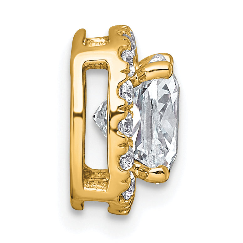 14k 2 1/3 carat Certified Lab Grown Diamond VS+ F+ Cushion Complete Halo Chain Slide Pendant