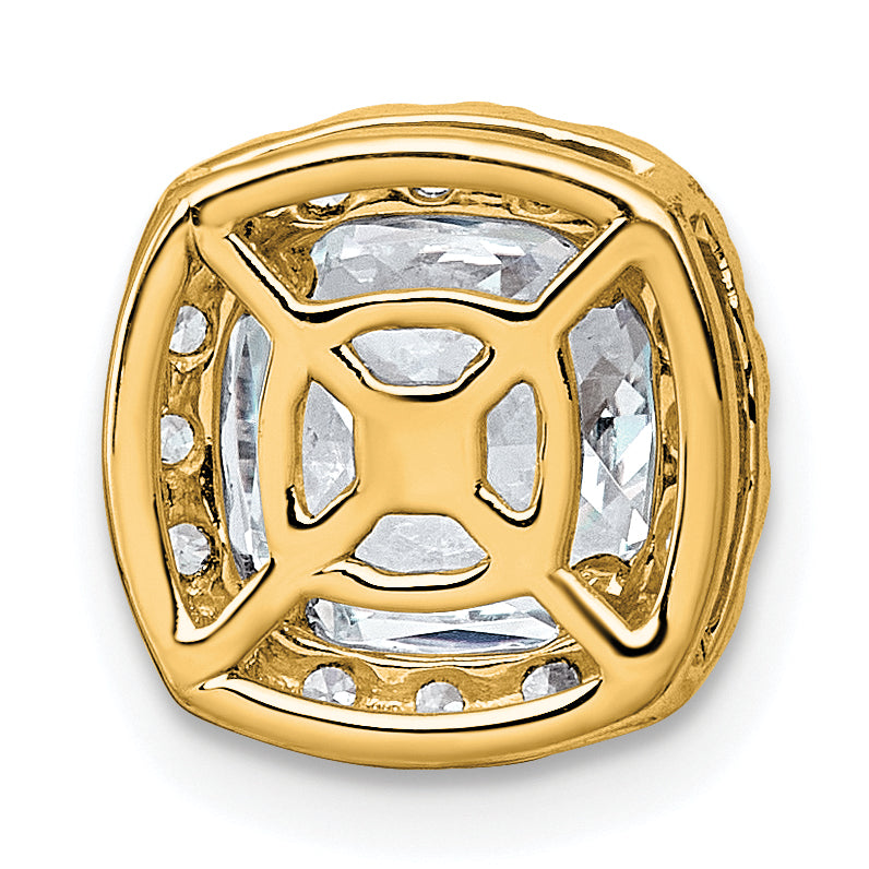 14k 2 1/3 carat Certified Lab Grown Diamond VS+ F+ Cushion Complete Halo Chain Slide Pendant