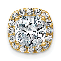 14k 2 1/3 carat Lab Grown Diamond VS+ F+ Cushion Complete Halo Chain Slide Pendant