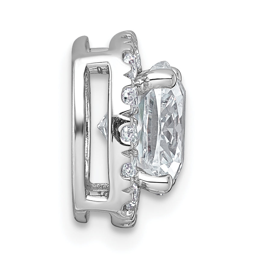 14k White Gold 3 carat Lab Grown Diamond VS+ F+ Cushion Complete Halo Chain Slide Pendant