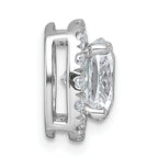 14k White Gold 3 carat Lab Grown Diamond VS+ F+ Cushion Complete Halo Chain Slide Pendant