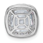 14k White Gold 3 carat Lab Grown Diamond VS+ F+ Cushion Complete Halo Chain Slide Pendant