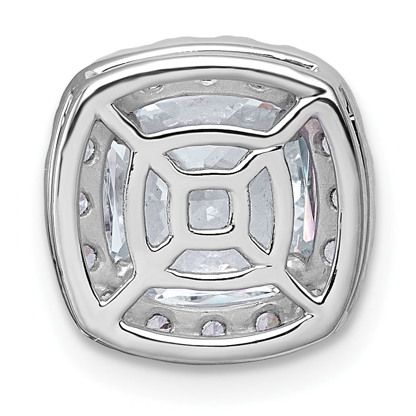 14k White Gold 3 carat Lab Grown Diamond VS+ F+ Cushion Complete Halo Chain Slide Pendant