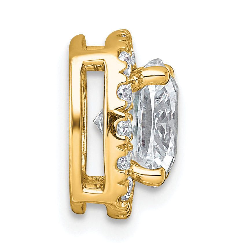 14k 3 carat Lab Grown Diamond VS+ F+ Cushion Complete Halo Chain Slide Pendant