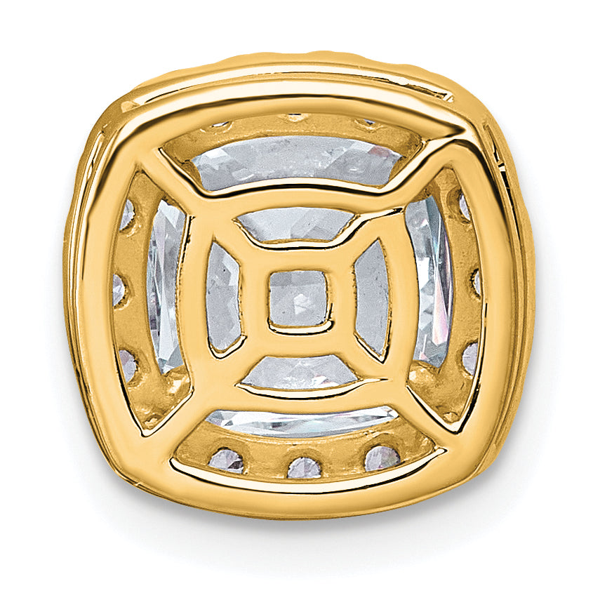 14k 3 carat Certified Lab Grown Diamond VS+ F+ Cushion Complete Halo Chain Slide Pendant