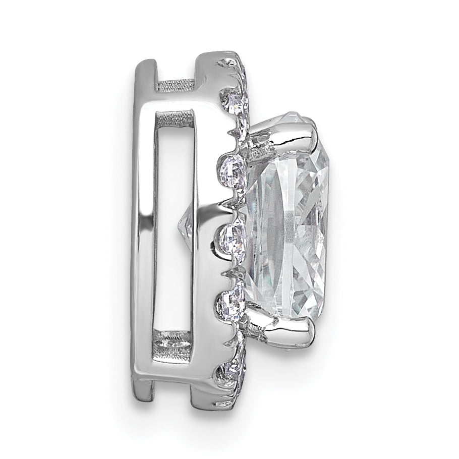 14k White Gold 3 1/2 carat Lab Grown Diamond VS+ F+ Cushion Complete Halo Chain Slide Pendant