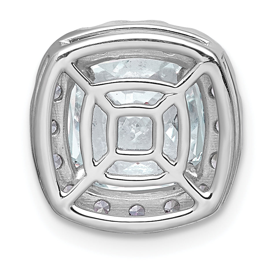 14k White Gold 3 1/2 carat Lab Grown Diamond VS+ F+ Cushion Complete Halo Chain Slide Pendant