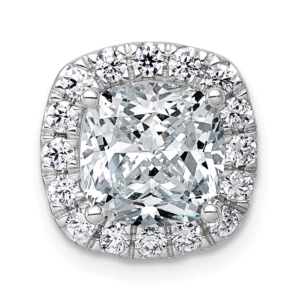 14k White Gold 3 1/2 carat Certified Lab Grown Diamond VS+ F+ Cushion Complete Halo Chain Slide Pendant