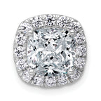 14k White Gold 3 1/2 carat Certified Lab Grown Diamond VS+ F+ Cushion Complete Halo Chain Slide Pendant