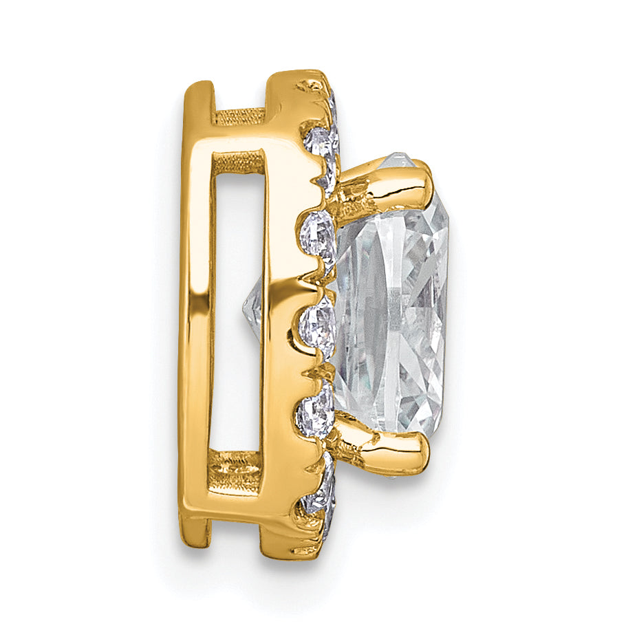 14k 3 1/2 carat Lab Grown Diamond VS+ F+ Cushion Complete Halo Chain Slide Pendant