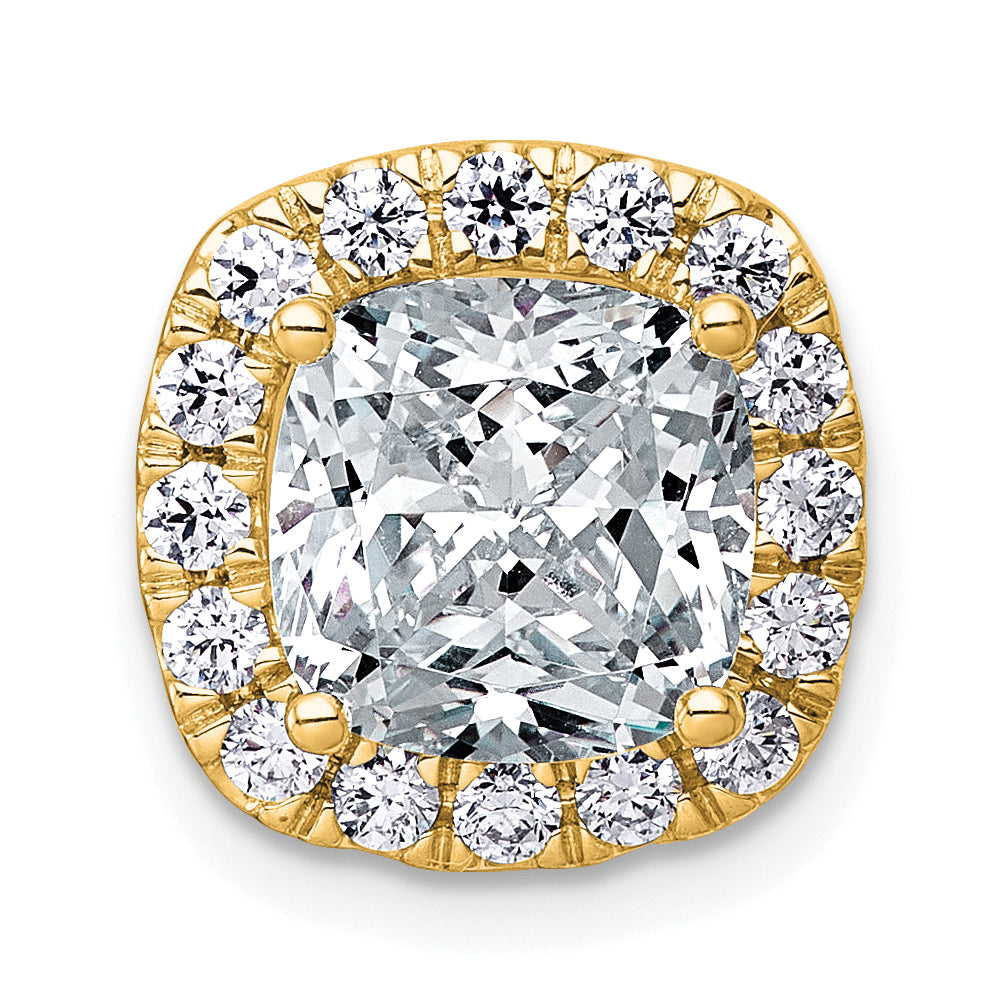 14k 3 1/2 carat Lab Grown Diamond VS+ F+ Cushion Complete Halo Chain Slide Pendant Main image