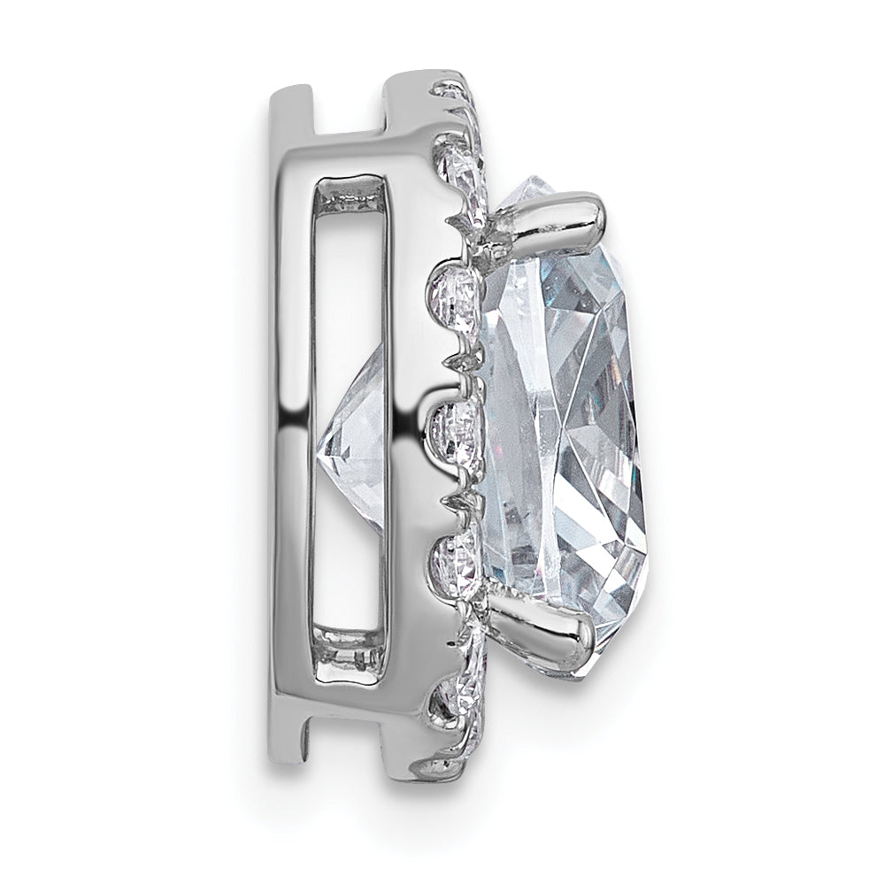 14k White Gold 4 5/8 carat Lab Grown Diamond VS+ F+ Cushion Complete Halo Chain Slide Pendant
